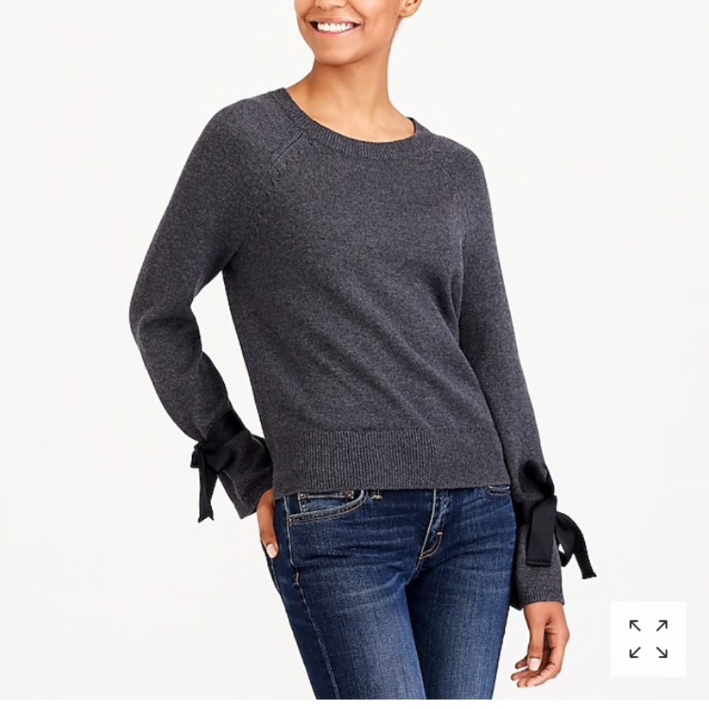 NWT J Crew Merino Wool Tie Sleeve Sweater